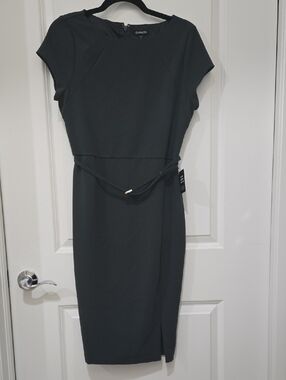 Express Dark Green Midi Dress with Belt